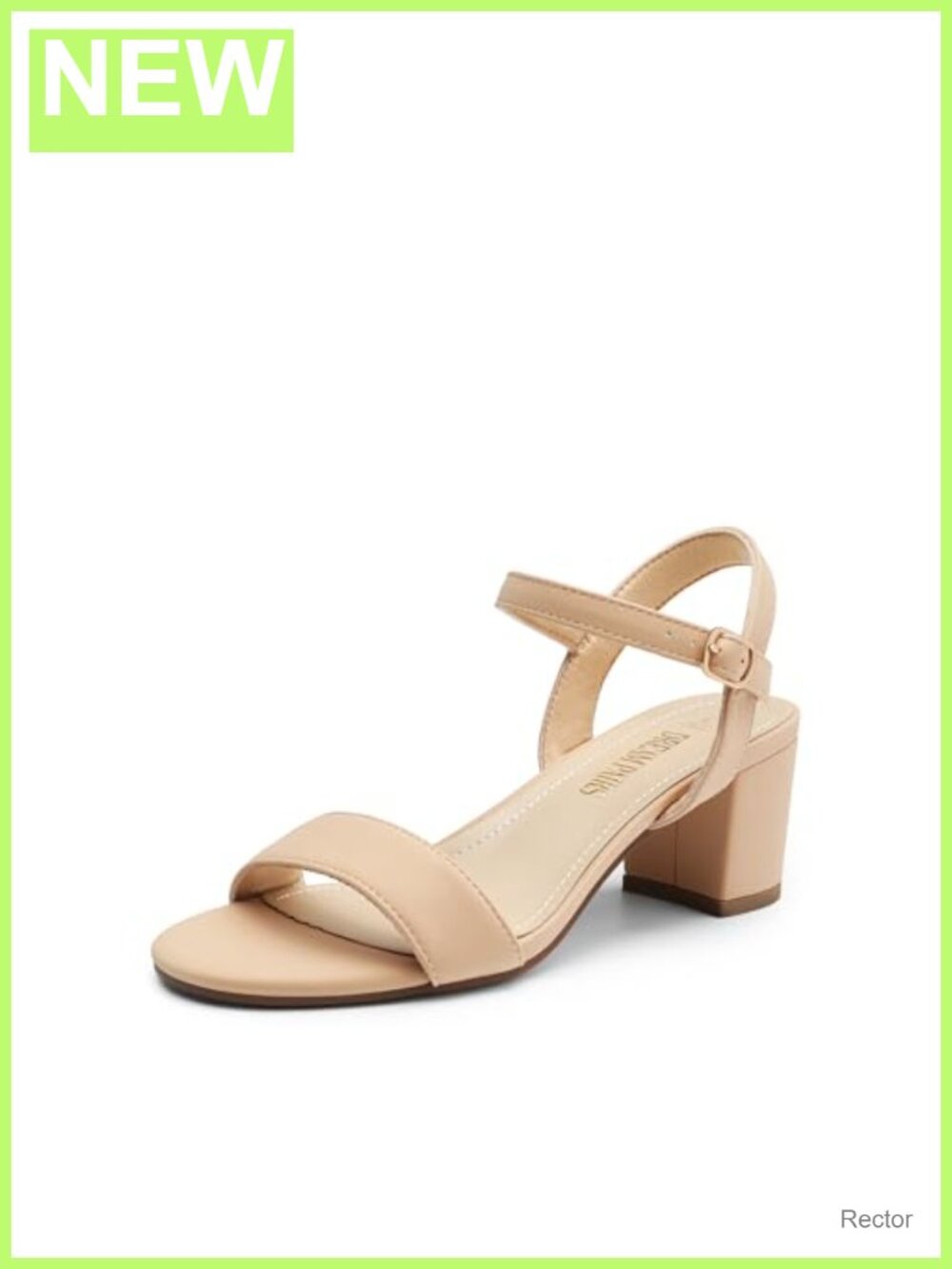 Chunky Low Heeled Sandals Ankle Strap Block Heel Faux Leather Women's